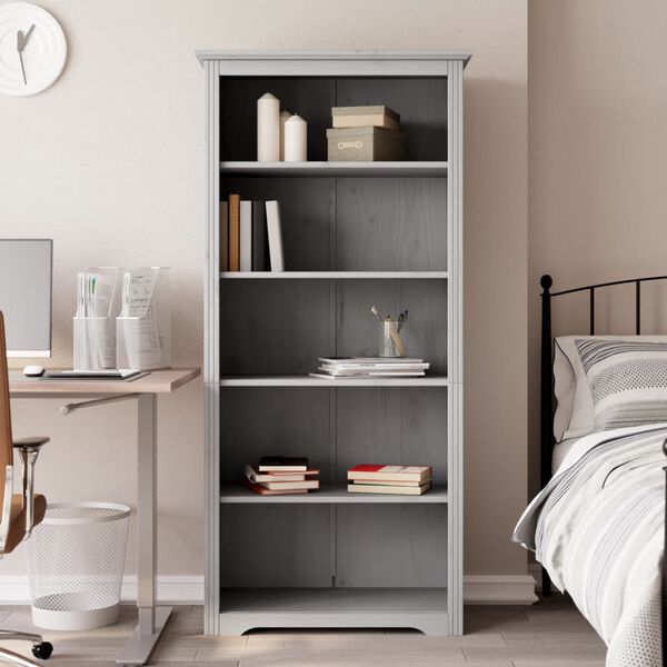 vidaXL Βιβλιοθήκη BODO 5 Επ. Γκρι 82x40x173 εκ. από Μασίφ Ξύλο Πεύκου