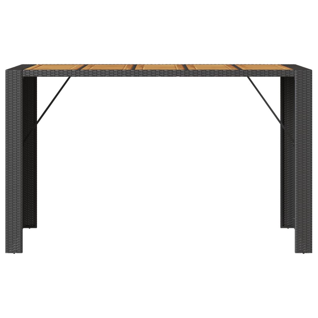 vidaXL Τραπέζι Μπαρ Κήπου Επιφ. Ακακίας Μαύρο 185x80x110εκ Συνθ. Ρατάν