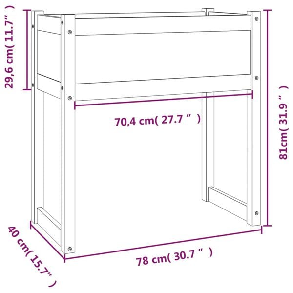 vidaXL Ζαρντινιέρα Γκρι 78x40x81 εκ. από Μασίφ Ξύλο Πεύκου