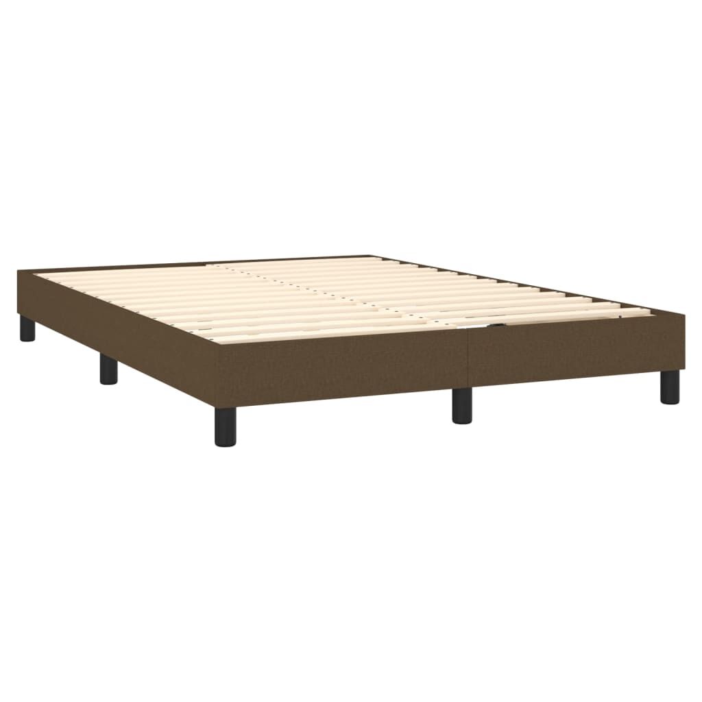 vidaXL Κρεβάτι Boxspring με Στρώμα & LED Σκ.Καφέ 140x190 εκ Υφασμάτινο