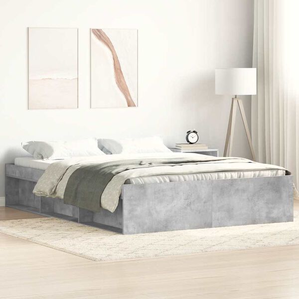 vidaXL Πλαίσιο Κρεβατιού Γκρι Σκυροδέματος 140x200 εκ.