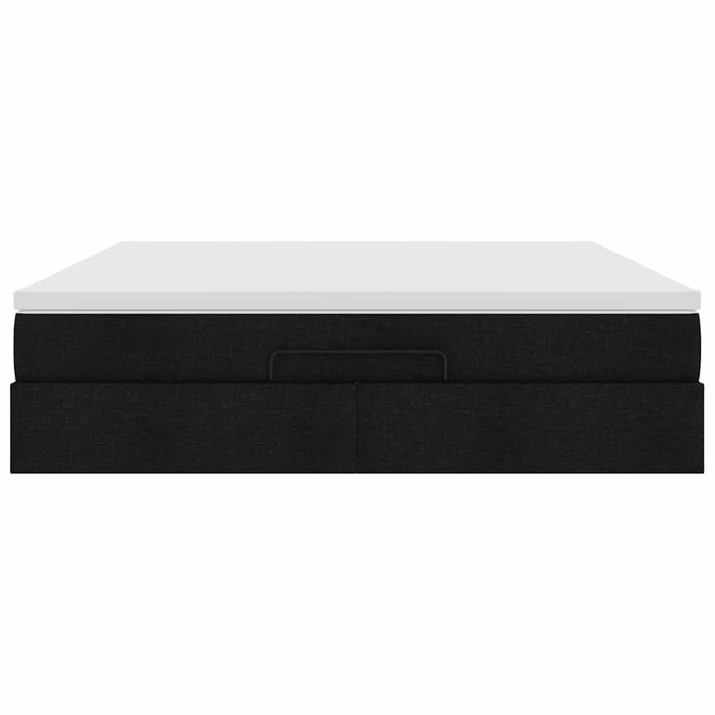 vidaXL Οθωμανικό κρεβάτι με στρώμα Μαύρο 180x200cm Ύφασμα