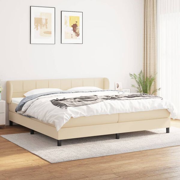 vidaXL &Kappa;&rho;&epsilon;&beta;ά&tau;&iota; Boxspring &mu;&epsilon; &Sigma;&tau;&rho;ώ&mu;&alpha; &Kappa;&rho;&epsilon;&mu; 200x200 &epsilon;&kappa;. &Upsilon;&phi;&alpha;&sigma;&mu;ά&tau;&iota;&nu;&omicron;