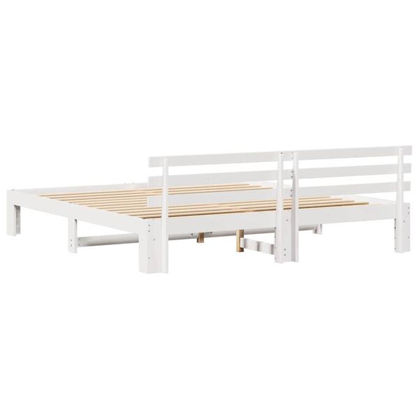 vidaXL Σκελετός Κρεβατιού Λευκό 200 x 200 cm Μασίφ ξύλο πεύκου