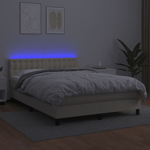 vidaXL &Kappa;&rho;&epsilon;&beta;ά&tau;&iota; Boxspring &mu;&epsilon; &Sigma;&tau;&rho;ώ&mu;&alpha; & LED &Kappa;&rho;&epsilon;&mu; 140x200 &epsilon;&kappa;. &Sigma;&upsilon;&nu;&theta;. &Delta;έ&rho;&mu;&alpha;