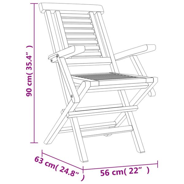 vidaXL Καρέκλες Κήπου Πτυσσόμενες 8 τεμ. 56x63x90 εκ. Μασίφ Ξύλο Teak