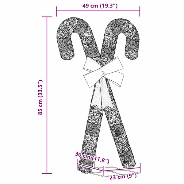 vidaXL Χριστουγεννιάτικη Διακόσμηση Candy Cane 50 LED Ζεστό Λευκό