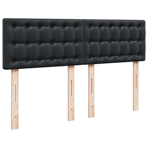 vidaXL Κρεβάτι Boxspring με Στρώμα Μαύρο 140x190εκ.από Συνθετικό Δέρμα