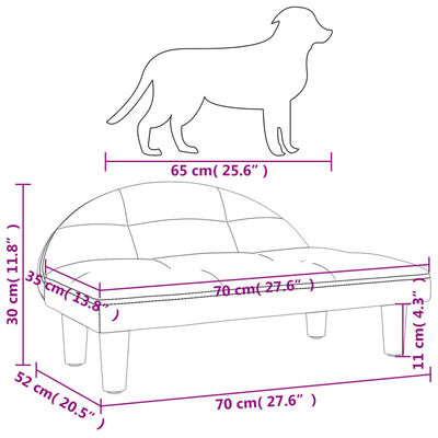 vidaXL Κρεβάτι Σκύλου Καφέ 70 x 52 x 30 εκ. Υφασμάτινο