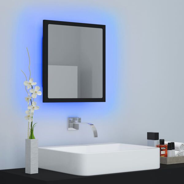 vidaXL Καθρέφτης Μπάνιου με LED Μαύρος 40 x 8,5 x 37 εκ. Ακρυλικός