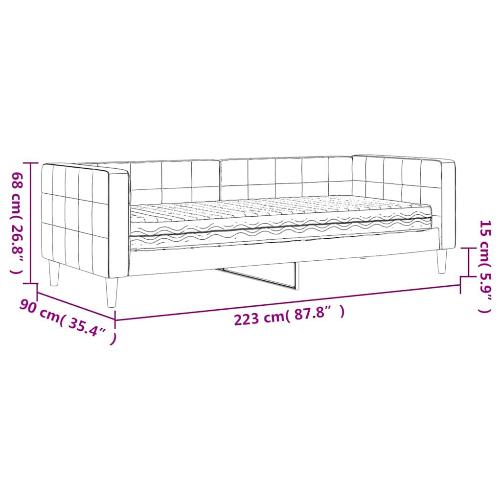vidaXL Καναπέ Κρεβάτι με Στρώμα Σκούρο Γκρι 80 x 200 εκ. Βελούδινος