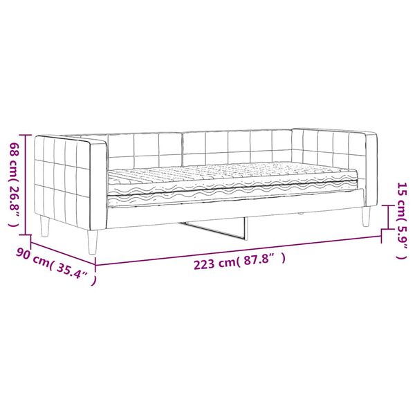 vidaXL Καναπέ Κρεβάτι με Στρώμα Σκούρο Γκρι 80 x 200 εκ. Βελούδινος