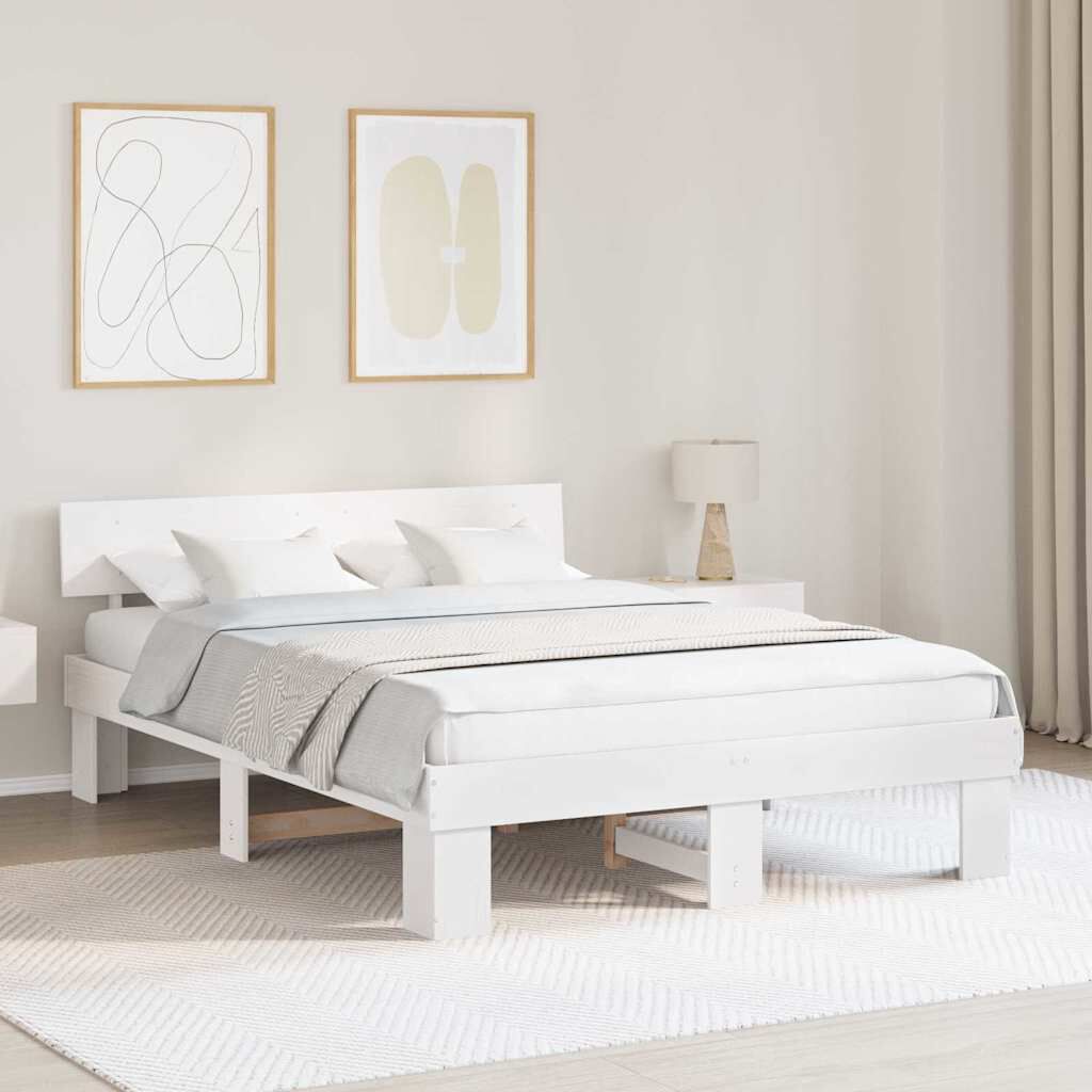 vidaXL Σκελετός Κρεβατιού Λευκό 140 x 200 cm Μασίφ ξύλο πεύκου