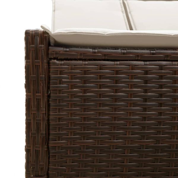 vidaXL Ξαπλώστρα Διπλή Καφέ από Συνθετικό Ρατάν με Μαξιλάρια