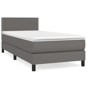 vidaXL Κρεβάτι Boxspring με Στρώμα Γκρι 80 x 200 εκ. Συνθετικό Δέρμα