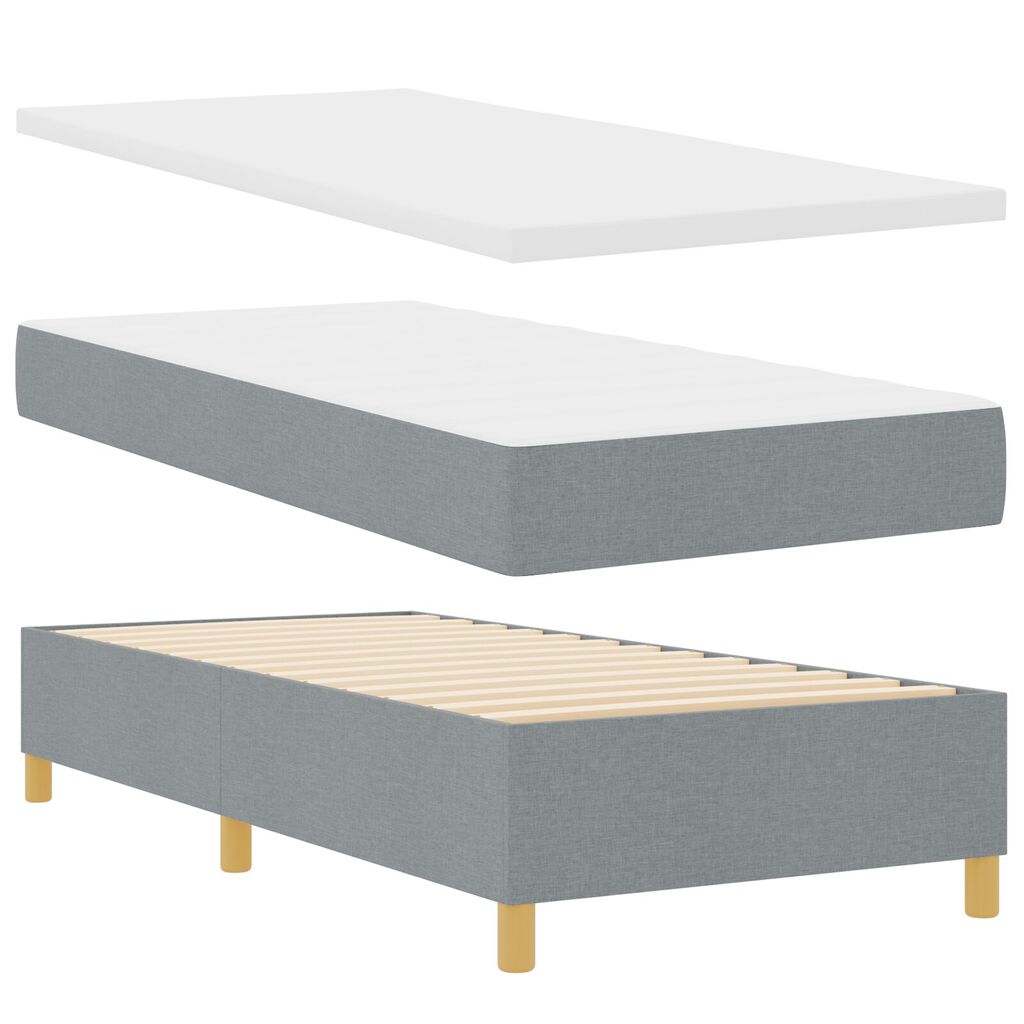 vidaXL Κρεβάτι Box Spring με Στρώμα Ανοιχτό Γκρι 90x200 εκ Ύφασμα