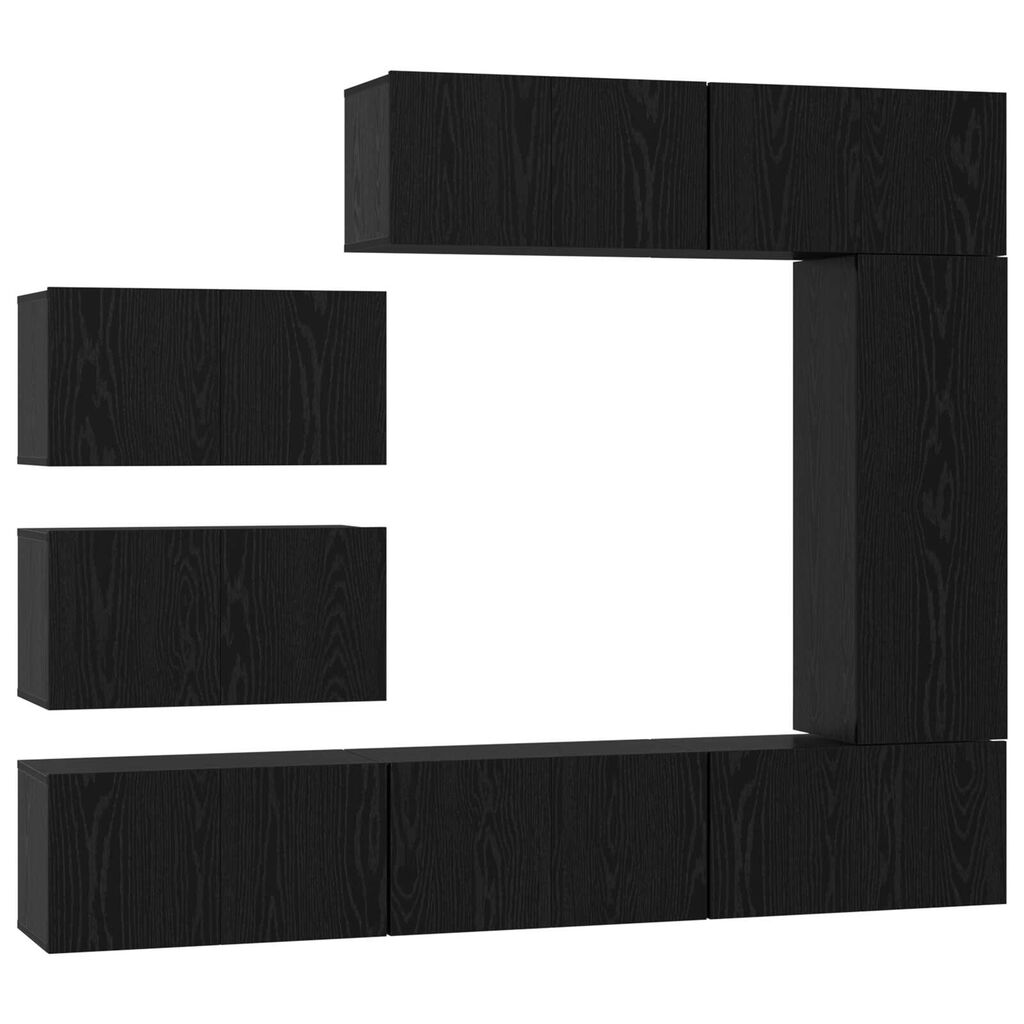vidaXL Σετ Καθισμάτων Τηλεόρασης 8 pcs Μαύρη Δρυς 30.5 x 30 x 90 cm