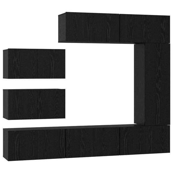 vidaXL Σετ Καθισμάτων Τηλεόρασης 8 pcs Μαύρη Δρυς 30.5 x 30 x 90 cm