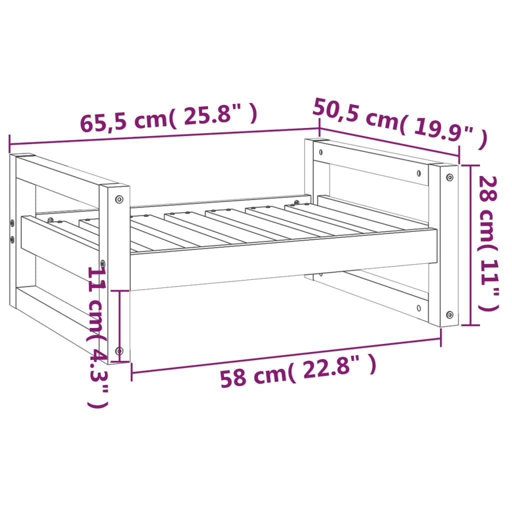 vidaXL Κρεβάτι Σκύλου Γκρι 65,5x50,5x28 εκ. από Μασίφ Ξύλο Πεύκου