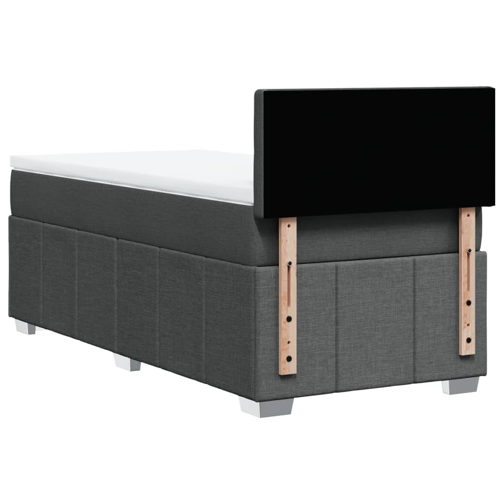 vidaXL Κρεβάτι Boxspring με Στρώμα Σκούρο Γκρι 90x190 εκ. Υφασμάτινο