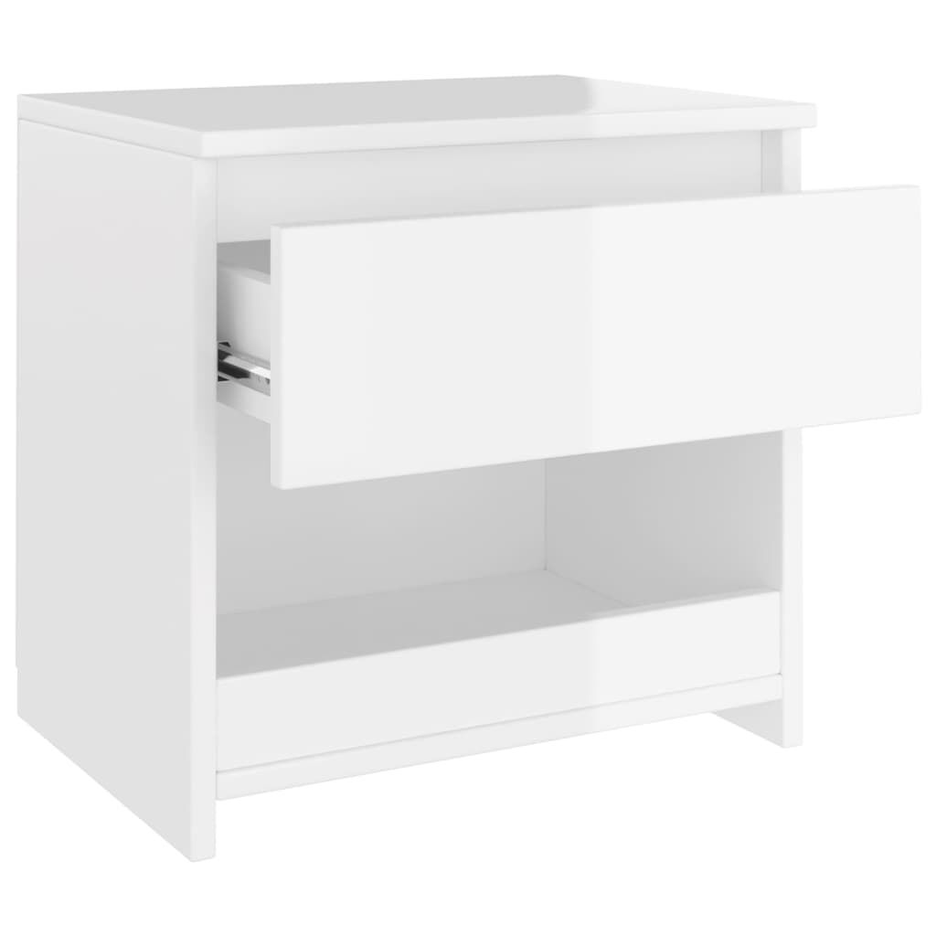 vidaXL Κομοδίνα 2 τεμ. Γυαλιστερό Λευκό 40 x 30 x 39 εκ. Επεξ. Ξύλο