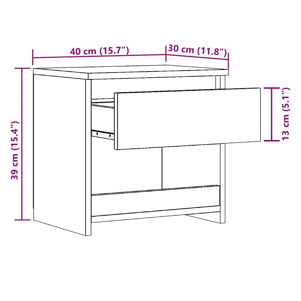 vidaXL Κομοδίνο ντουλάπι Artisan Oak 40x30x39 cm Κατασκευασμένο ξύλο