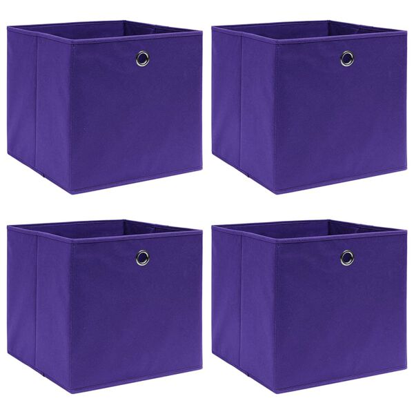 vidaXL Κουτιά Αποθήκευσης 4 τεμ. Μοβ 28x28x28 εκ. Ύφασμα Non-woven