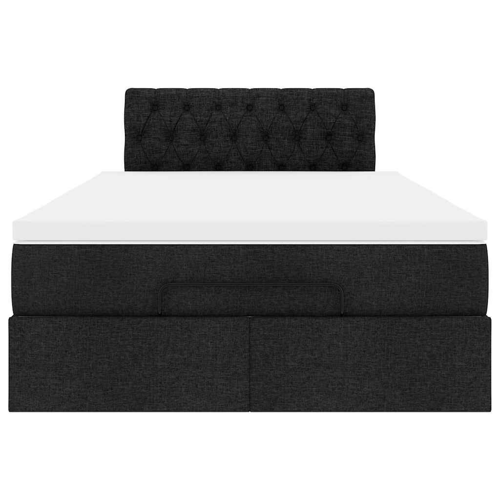 vidaXL Οθωμανικό κρεβάτι με στρώμα Μαύρο 120x190 cm Ύφασμα