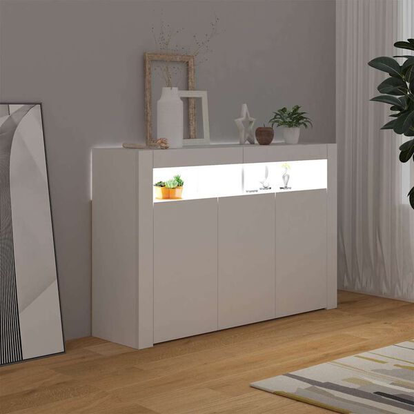 vidaXL Μπουφές με LED Λευκός 115,5x30x75 εκ.