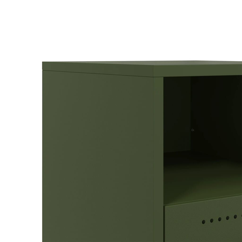 vidaXL Κομοδίνο Πράσινο Λαδί 36x39x43,5 εκ. από Χάλυβα