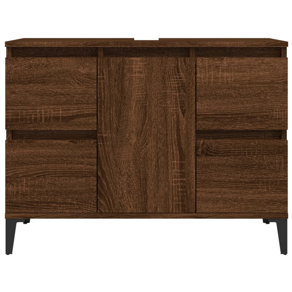 vidaXL Ντουλάπι Νιπτήρα Καφέ Δρυς 80 x 33 x 60 εκ. Επεξεργασμένο Ξύλο