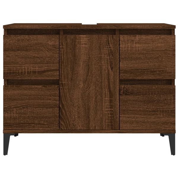 vidaXL Ντουλάπι Νιπτήρα Καφέ Δρυς 80 x 33 x 60 εκ. Επεξεργασμένο Ξύλο