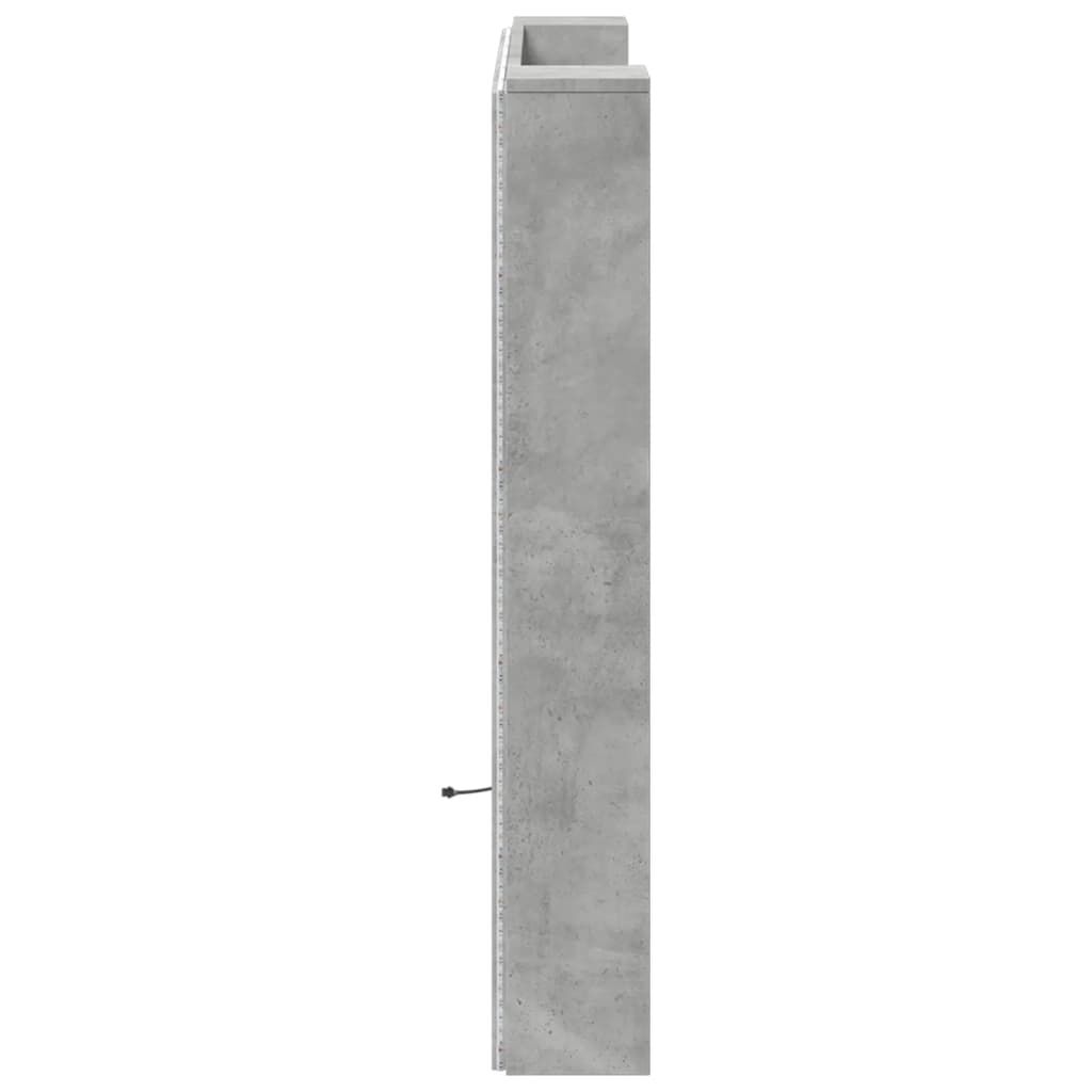 vidaXL Κεφαλάρι με Αποθηκ. Χώρο & LED Γκρι Σκυρ. 120x16,5x103,5 εκ.
