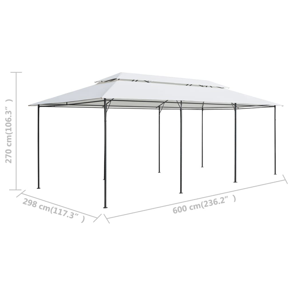 vidaXL Κιόσκι με Κουρτίνες Λευκό 600 x 298 x 270 εκ. 180 γρ./μ²