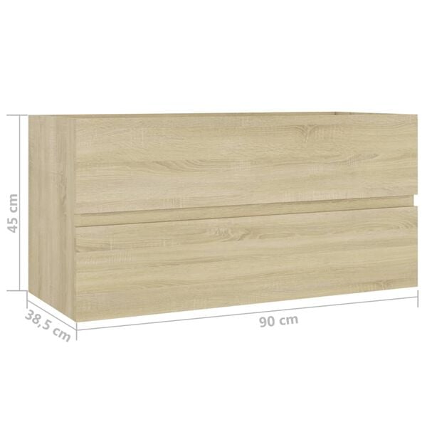 vidaXL Ντουλάπι Νιπτήρα Sonoma Δρυς 90 x 38,5 x 45 εκ. από Επεξ. Ξύλο