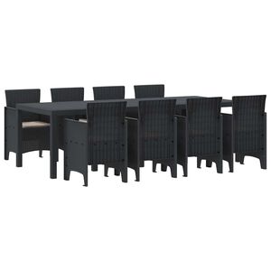 vidaXL Σέτ φαγητού για κήπο 9 pcs Ανθρακί Rattan Polt