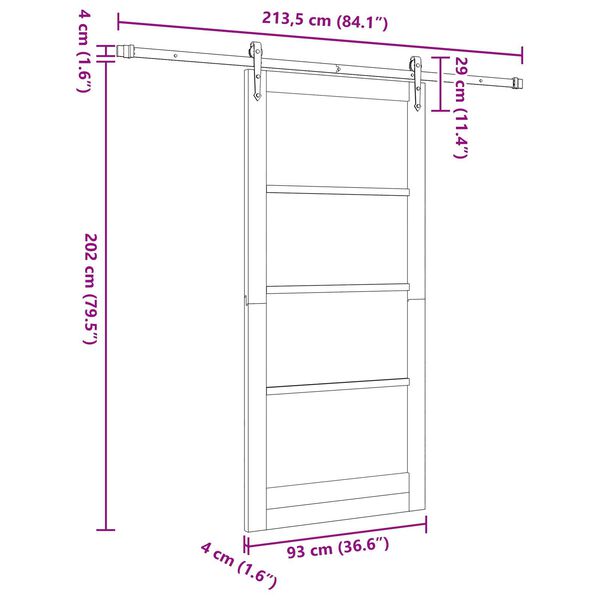 vidaXL Συρόμενη Πόρτα ORKDAL Λευκό 93 x 202 cm Μασίφ ξύλο πεύκου