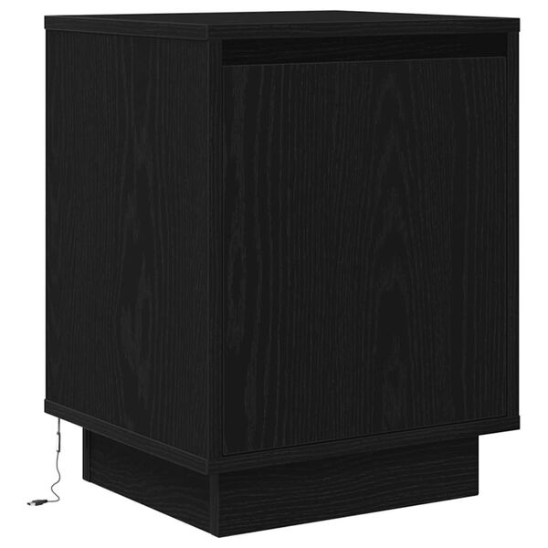 vidaXL Κομοδίνα με φώτα LED 2 τεμάχια Μαύρο 38x34x50 cm