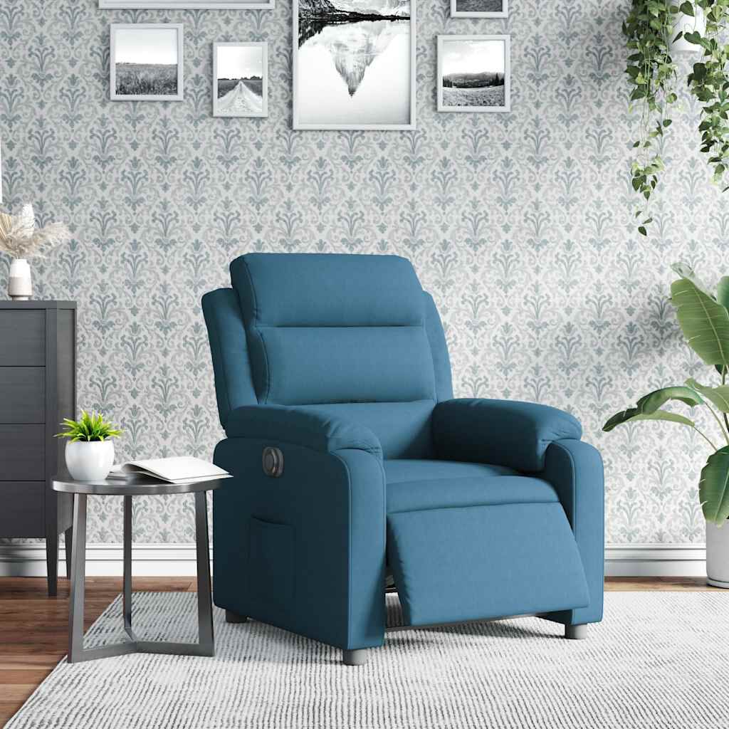 vidaXL Πολυθρόνα Ανακλινόμενη Ηλεκτρική Μπλε Βελούδινη
