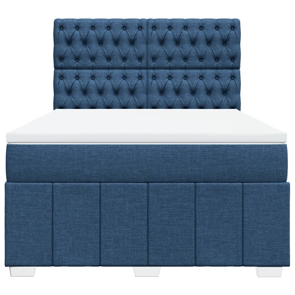 vidaXL Κρεβάτι Boxspring με Στρώμα Μπλε 160x200 εκ. Υφασμάτινο