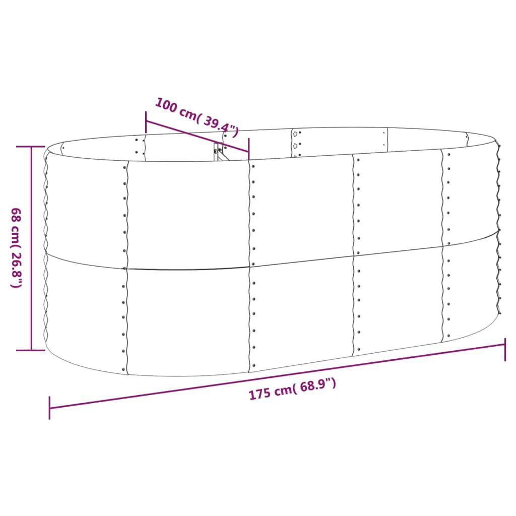 vidaXL Ζαρντινιέρα Καφέ 175x100x68 εκ. Ατσάλι με Ηλεκτρ. Βαφή Πούδρας