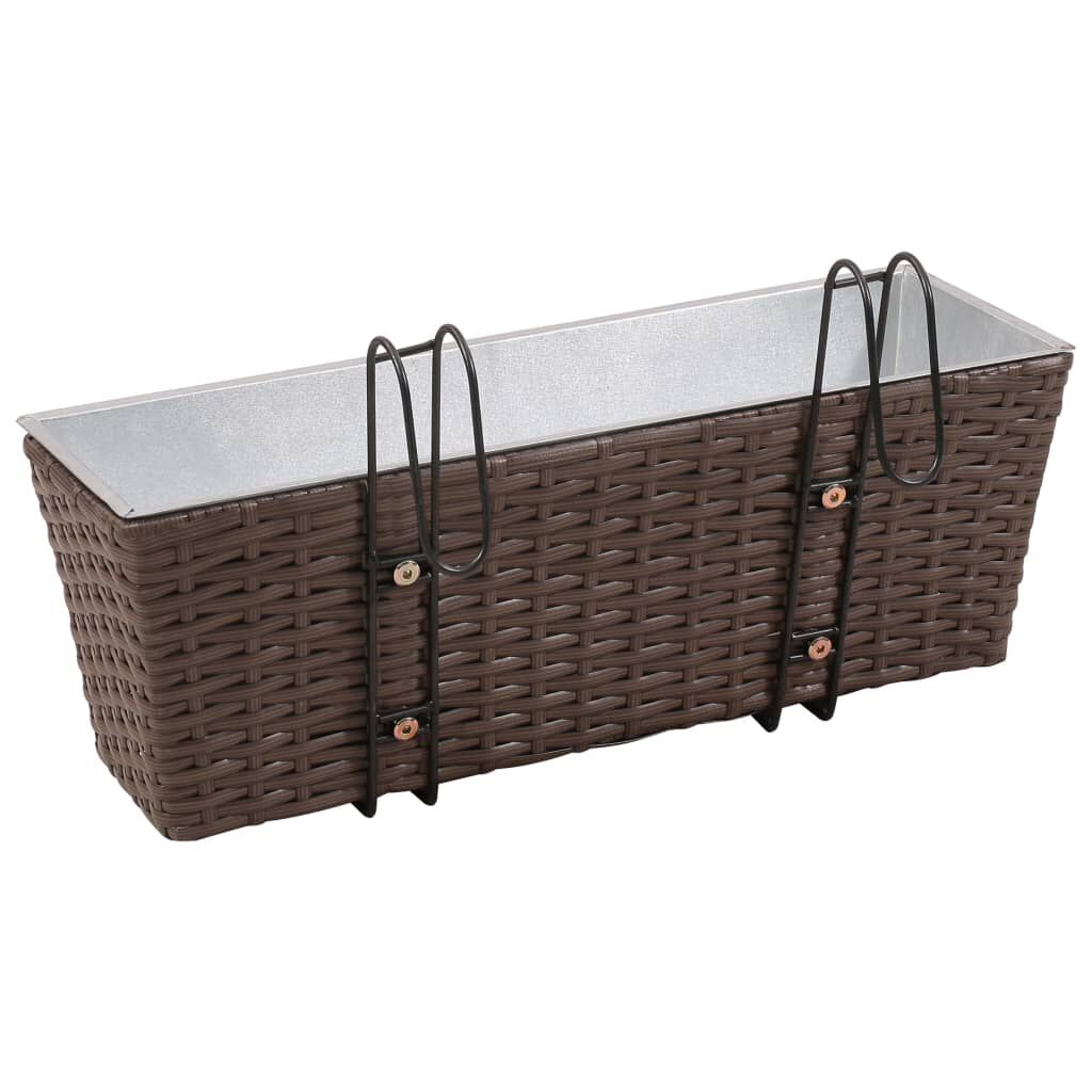Σετ 2 τμχ Τραπεζοειδής Ζαρντινιέρα Rattan 50 cm Καφέ