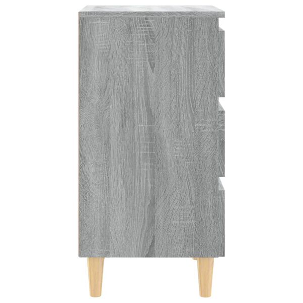 vidaXL Κομοδίνα 2 τεμ. Γκρι Sonoma 40x35x69 εκ. με Μασίφ Ξύλινα Πόδια