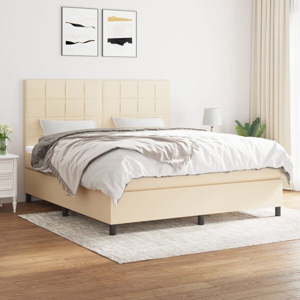 vidaXL &Kappa;&rho;&epsilon;&beta;ά&tau;&iota; Boxspring &mu;&epsilon; &Sigma;&tau;&rho;ώ&mu;&alpha; &Kappa;&rho;&epsilon;&mu; 180x200 &epsilon;&kappa;. &Upsilon;&phi;&alpha;&sigma;&mu;ά&tau;&iota;&nu;&omicron;