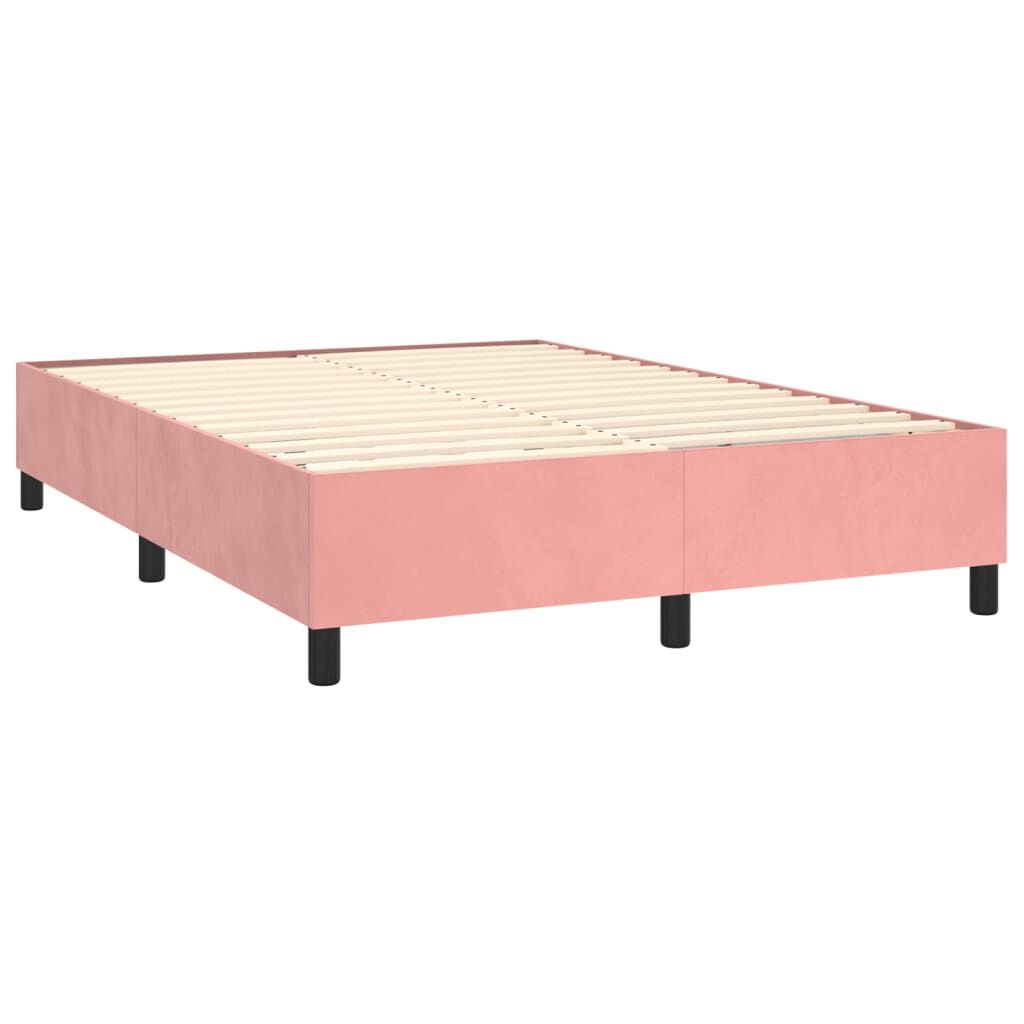 vidaXL Κρεβάτι Boxspring με Στρώμα Ροζ 140x190 εκ. Βελούδινο