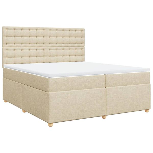 vidaXL &Kappa;&rho;&epsilon;&beta;ά&tau;&iota; Boxspring &mu;&epsilon; &Sigma;&tau;&rho;ώ&mu;&alpha; &Kappa;&rho;&epsilon;&mu; 200x200 &epsilon;&kappa;. &Upsilon;&phi;&alpha;&sigma;&mu;ά&tau;&iota;&nu;&omicron;