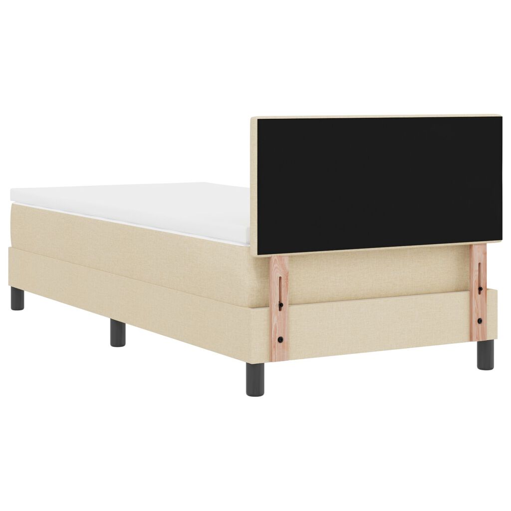 vidaXL Κρεβάτι Box Spring με Στρώμα Κρέμ 90x200 εκ Υφασμά