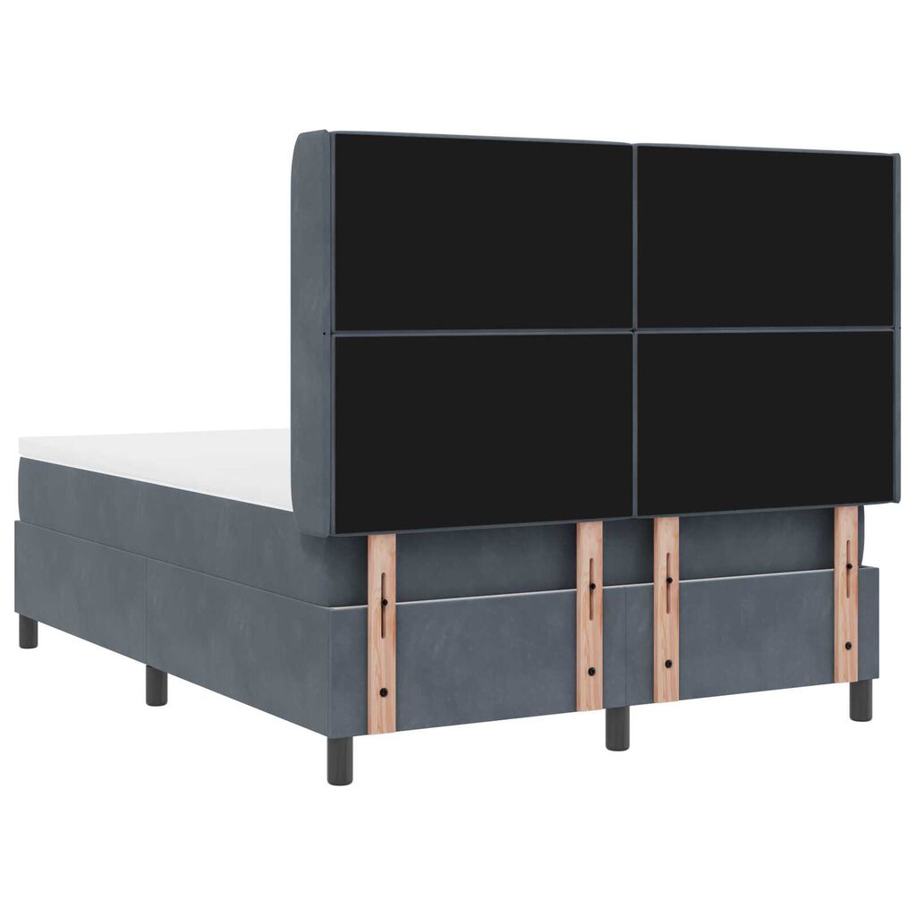 Κρεβάτι Box Spring με Στρώμα & LED Γκρι 140x190 εκ Βελούδινο