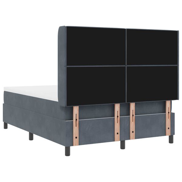 Κρεβάτι Box Spring με Στρώμα & LED Γκρι 140x190 εκ Βελούδινο