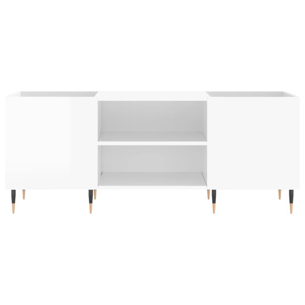 vidaXL Δισκοθήκη Γυαλιστερή Λευκή 121x38x48 εκ. από Επεξεργασμένο Ξύλο
